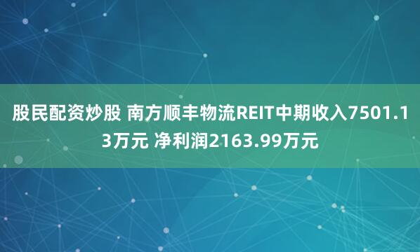 股民配资炒股 南方顺丰物流REIT中期收入7501.13万元 净利润2163.99万元